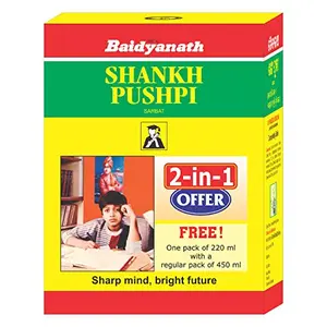 Baidyanath Shankhapushpi Sharbat - 450 ml with Free Sharbat - 220 ml