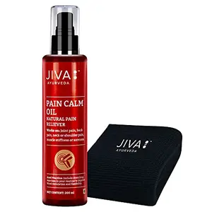 Jiva Pain Calm Oil - 200 ml with Free Knee Cap - Ayurvedic Pain Relief Oil for Joint Back Knee Shoulder and Muscular Pain