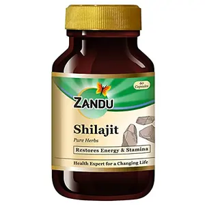 Zandu Shilajit Capsules Infused with Goodness of Natural Shilajit Extracts Helps Boost Immunity & Energy Supports Metabolism - 60 Vegetarian Capsules