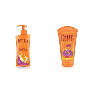 Lotus Herbals Safe Sun UV-Protect Body Lotion For Dry Skin 250 ml And Lotus Herbals Safe Sun Kids Sun Block Cream SPF 25 100g