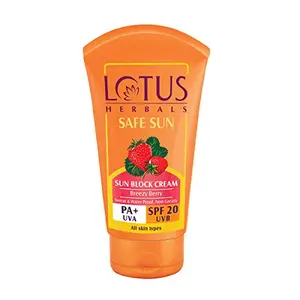 Lotus Herbals Safe Sun Sunscreen Cream - Breezy Berry SPF 20 PA+ Sweat & Waterproof Non-Greasy 50gWhite