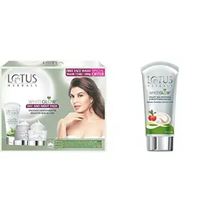 Lotus Herbals White Glow Day And Night Pack with free Face wash220gm & Lotus Herbals White Glow Yogurt Skin Whitening And Brightening Masque 80g