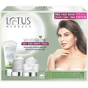 Lotus Herbals White Glow Day And Night Pack with free Face wash220gm