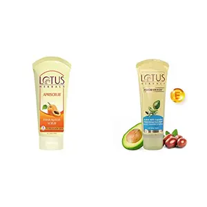 Lotus Herbals Apriscrub Fresh Apricot Scrub 100g & Lotus Herbals Jojoba Face Wash Active Milli Capsules 120g