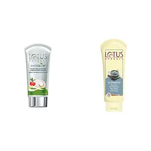 Lotus Herbals White Glow Yogurt Skin Whitening And Brightening Masque 80g and Lotus Herbals Claywhite Black Clay Skin Whitening Face Pack 60g