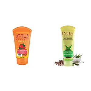 Lotus Herbals Safe Sun Block Cream SPF 20 50g And Lotus Herbals Neemwash Neem And Clove Purifying Face Wash 120g