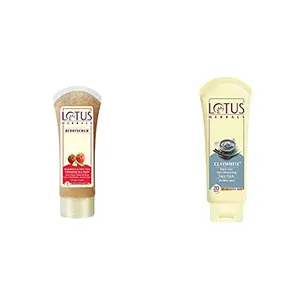 Lotus Herbals Berry Scrub Strawberry And Aloe Vera Exfoliating Face Wash 120g & Lotus Herbals Claywhite Black Clay Skin Whitening Face Pack 60g