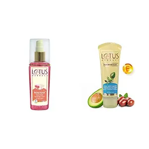 Lotus Herbals Rosetone Rose Petals Facial Skin Toner 100ml And Lotus Herbals Jojoba Face Wash Active Milli Capsules 120g