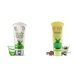 Lotus Herbals Whiteglow 3-In-1 Deep Cleansing Skin Whitening Facial Foam 100g And Lotus Herbals Neemwash Neem And Clove Purifying Face Wash 120g