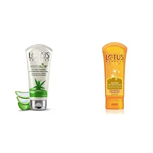 Lotus Herbals Whiteglow 3-In-1 Deep Cleansing Skin Whitening Facial Foam 100 G And Lotus Herbals Safe Sun De-Tan After Sun Face Pack 100 G
