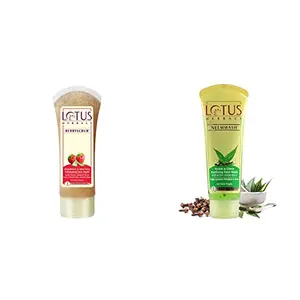 Lotus Herbals Berry Scrub Strawberry And Aloe Vera Exfoliating Face Wash 120g and Lotus Herbals Neem and Clove Purifying Face Wash with Active Neem Slices-120g