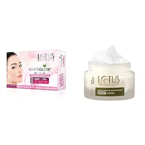 Lotus Herbals Whiteglow Insta Glow 4 In 1 Facial Kit 40g & Lotus Professional Phyto Rx Whitening And Brightening Night Cream 50g