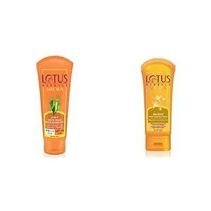 Lotus Herbals Safe Sun 3-In-1 Matte Look Daily Sunblock SPF 40 | 100g And Lotus Herbals Safe Sun De-Tan After Sun Face Pack 100g