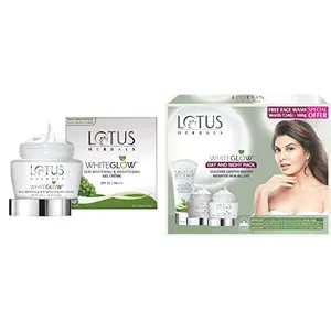 Lotus Herbals Whiteglow Skin Whitening And Brightening Gel Cream SPF-25 40g And Lotus Herbals White Glow Day And Night Pack with free Face wash220gm