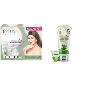 Lotus Herbals White Glow Day And Night Pack with free Face wash220gm And Lotus Herbals Whiteglow 3-In-1 Deep Cleansing Skin Whitening Facial Foam 100g