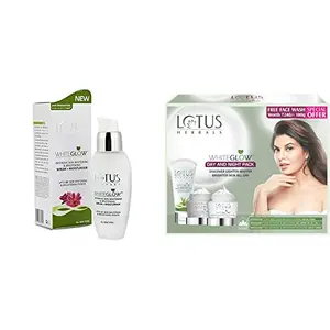 Lotus Herbals White Glow Intensive Skin Serum+ Moisturiser 30ml And Lotus Herbals White Glow Day And Night Pack with free Face wash220gm