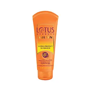 Lotus Herbals Safe Sun Ultra Sunblock | SPF 100+ | PA+++ | Anti-Ageing | Preservative Free | 50g