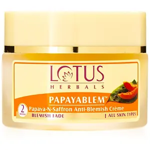 Lotus Herbals Papayablem Papaya-N-Saffron Anti-Blemish Cream | Fades Blemishes | For All Skin Types | 50g