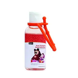 Masha and The BeaR - Tulsi Turmeric Hand Sanitizer with Silicone Tag Anti-bacterial 70% Alcohol based Sanitizer safe for kids and gentle on skin - 30 ml