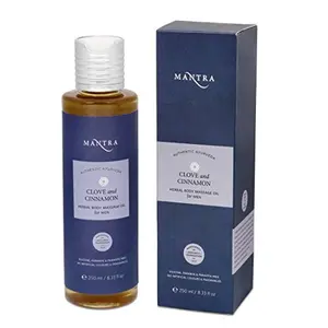 Mantra Authentic Ayurvedic Clove And Cinnamon Herbal Body Massage Oil For Men 250 ml With Free Ayur Sunscreen 50 ml