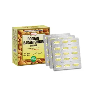 Hamdard Roghan Badam Shirin Capsules with Complete Nutrition of Almond Oil Extract for Healthy and Strong Hair - 60 Capsules
