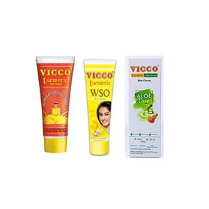 Vicco Turmeric Skin Care Value Pack-1 Turmeric 70g + 1 WSO 60g + 1 Aloe Vera 30g