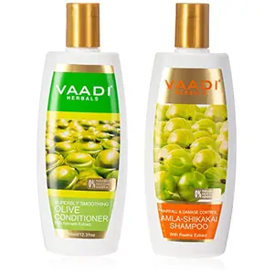 Vaadi Herbals Amla Shikakai Hair Fall and Damage Control Shampoo 350ml with Olive Conditioner 350ml
