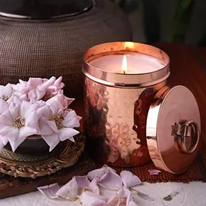 Ohria Ayurveda Rose And Oudh Luxury Copper/Brass Candle 370g