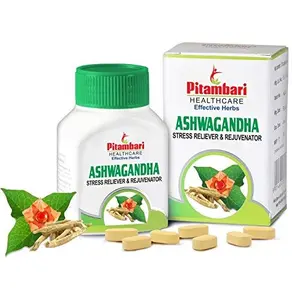 Pitambari Ashwagandha Herbal Tablets (60 Tablets) Health Care Product - Pure & Effective Herbs Stress Reliever & Rejuvenator