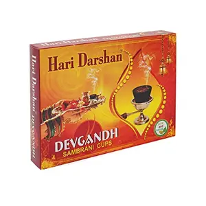 Hari Darshan Devgandh Sambrani Loban Dhoop Cups with Burner Plate (12 Cups in Box)