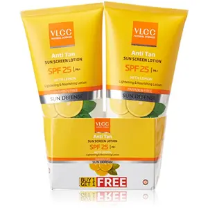 VLCC Sun Screen Lotion with Lemon SPF 25 2x150ml (Buy 1 Get 1 Free)