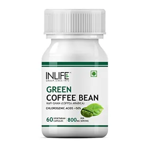 INLIFE Green Coffee Beans Extract (50% Chlorogenic Acid) Weight Management 800 mg - 60 Veg. Capsules