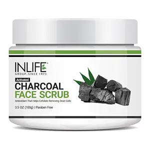 INLIFE Activated Charcoal Face & Body Scrub Deep Cleansing Exfoliation Anti-acne & Pimples Blackhead removal â Paraben Free 100g (Pack of 1)