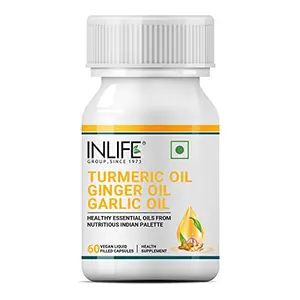 INLIFE Turmeric Oil Ginger Oil Garlic Oil Capsule Faster Absorption than Extract Immunity Boosters Heart Health Supplement for Adults Men & Women â 60 Liquid Filled Vegetarian Capsules (Pack of 1)