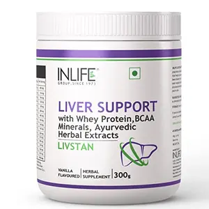 INLIFE Livstan Liver Support Protein Powder Supplement Whey Protein Powder & Ayurvedic Herbs 300 grams (Vanilla)