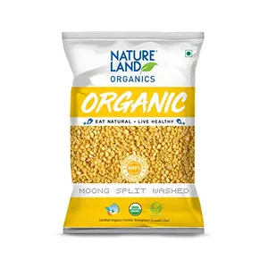 Natureland Organics Moong Dal Yellow / Split Washed 500 Gm - Organic Healthy Pulses