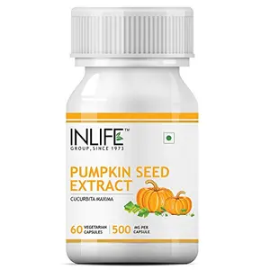 INLIFE Pumpkin Seed Extract Supplement 500 mg - 60 Vegetarian Capsules (Pack of 1)