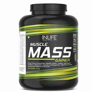 Inlife Muscle Mass Gainer With Whey Protein Powder Body Building Supplement (Chocolate 3 kg)