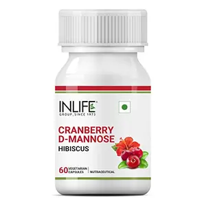 INLIFE Cranberry 400mg D-Mannose 400mg & Hibiscus 200mg Extract Urinary Tract UTI Health Supplement Men Women - 60 Vegetarian Capsules (Pack of 1)