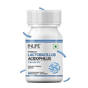 INLIFE Probiotic Lactobacillus Acidophilus 5 billion CFU | Gut Health Supplement for Men Women | Digestive Health Immunity Booster | Promotes Probiotic Balance â 60 Vegetarian Capsules (Pack of 1)