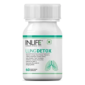 INLIFE Lung Detox Supplement with Stinging Nettle Echinacea Quercetin Mulethi Curcumin Bromelain Supports Healthy Lungs - 60 Veg Capsules