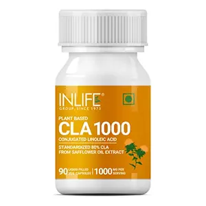 INLIFE CLA Supplements 1000 80% Active Conjugated Linoleic Acid Safflower Oil Extract for Men and Women 1000mg â 90 Veg Capsules