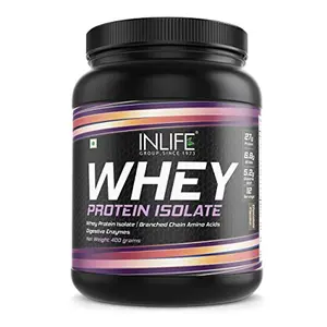 INLIFE 100% Isolate Whey Protein Powder Supplement 27 grams protein per serving (Chocolate 400 gm)