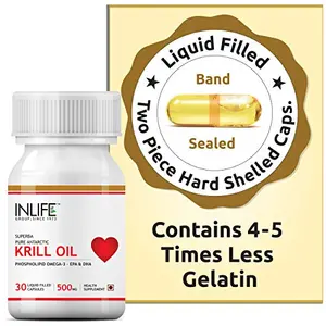 INLIFEÂ Krill Oil (Superba) Phospholipid Omega 3 with Astaxanthin 500 mg - 30 Capsules