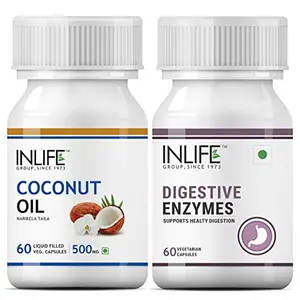 InLife Keto Support Coconut Oil 500 mg & Digestive Enzymes Weight Management Supplement â 120 Vegetarian Capsules