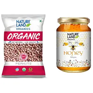 Natureland Organics Whole Peanuts / Groundnuts 500 Gm - Organic Peanuts & Honey Bottle 500 g