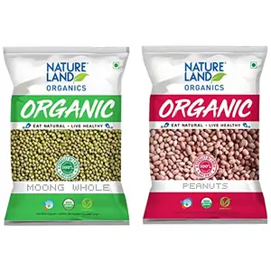 Natureland Organics Whole Peanuts / Groundnuts 500 Gm - Organic Peanuts & Moong Sabut/Whole Daal Pouch 1 kg