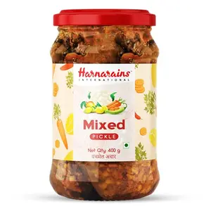 Harnarains Mixed Pickle Achar in Oil Organic Homemade Style Plastic Jar (400g)