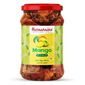 Harnarains Oil Organic Homemade Style Mango Pickle Achar in Plastic Jar (400g)