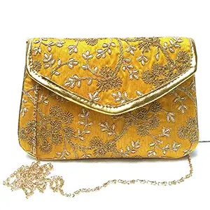 Little India Floral Embroidery Work Sling Bag 9"x6"x1"